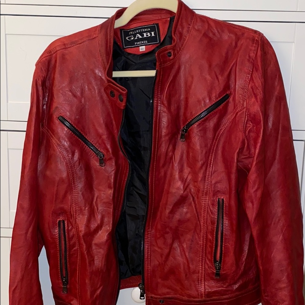Red leather jacket from Italy